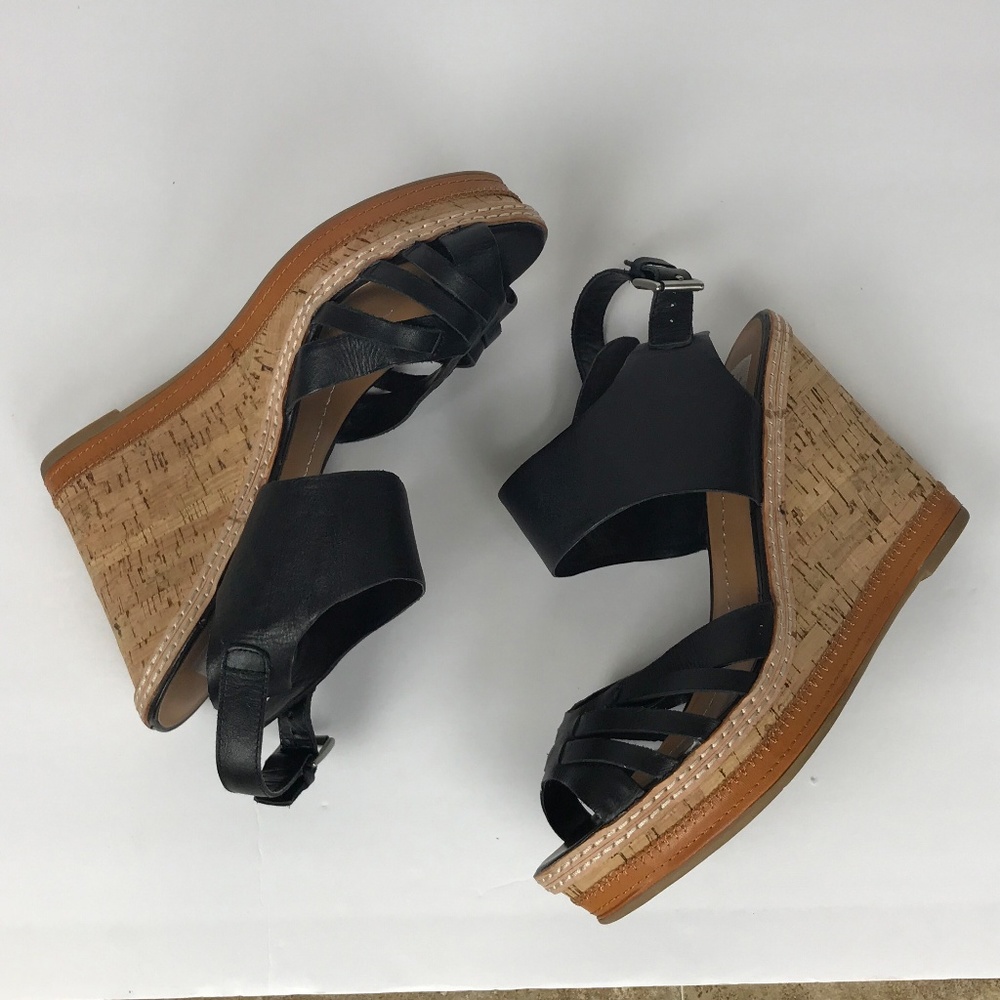 Dolce Vita Cork Black Wedge Sandals Size 10
